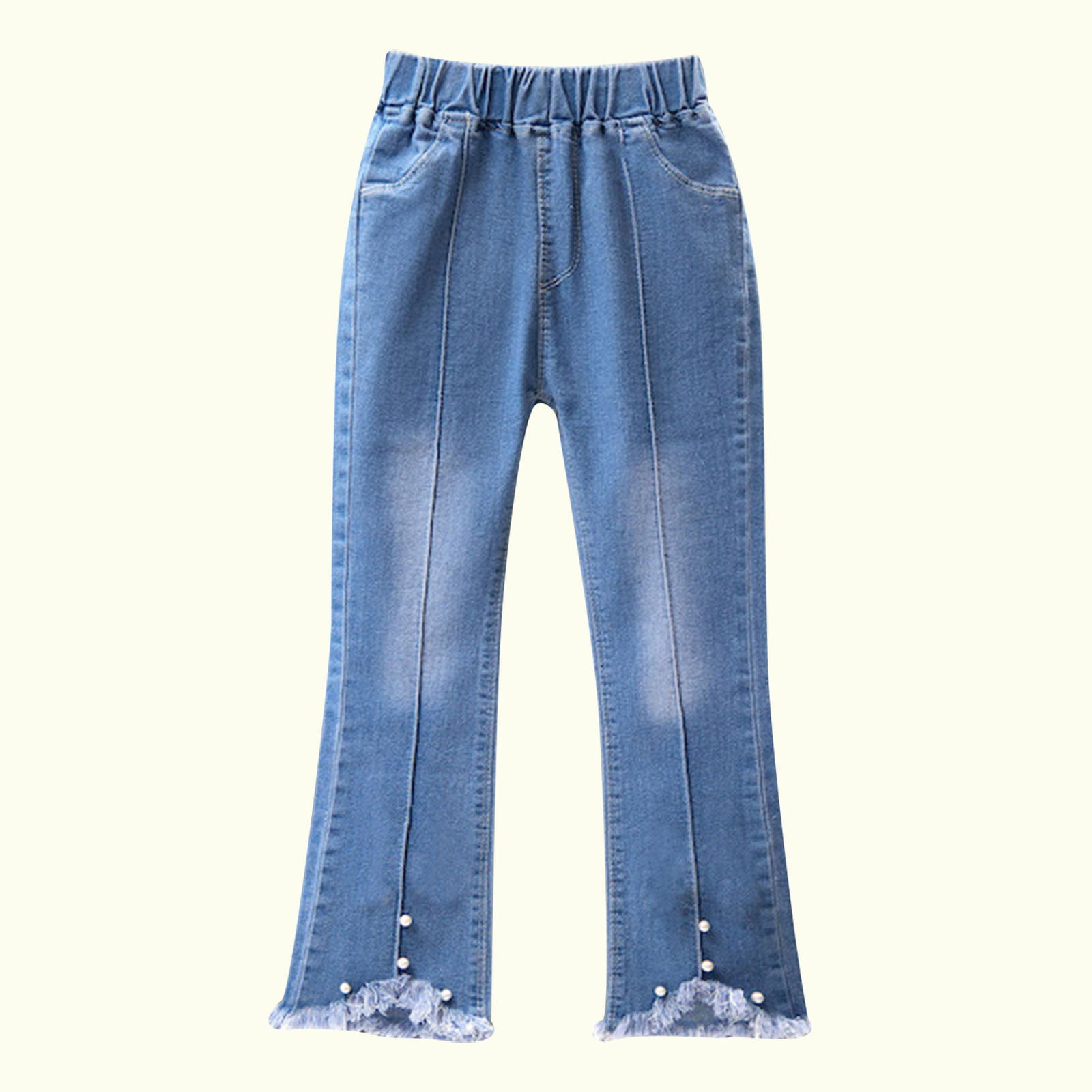 Honeeladyy Toddler Kids Baby Girls Fashion Cute Sweet Boe Flared Pants  Trousers Jeans Pants kids jeans for girls 4-16