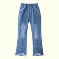 thumbnail image 5 of Jalioing Child Girls Denim Trouser Bootcut Flared Jeans Pants Solid Color Kids Girl's Slim Straight Pant (7-8 Years, Blue), 5 of 7