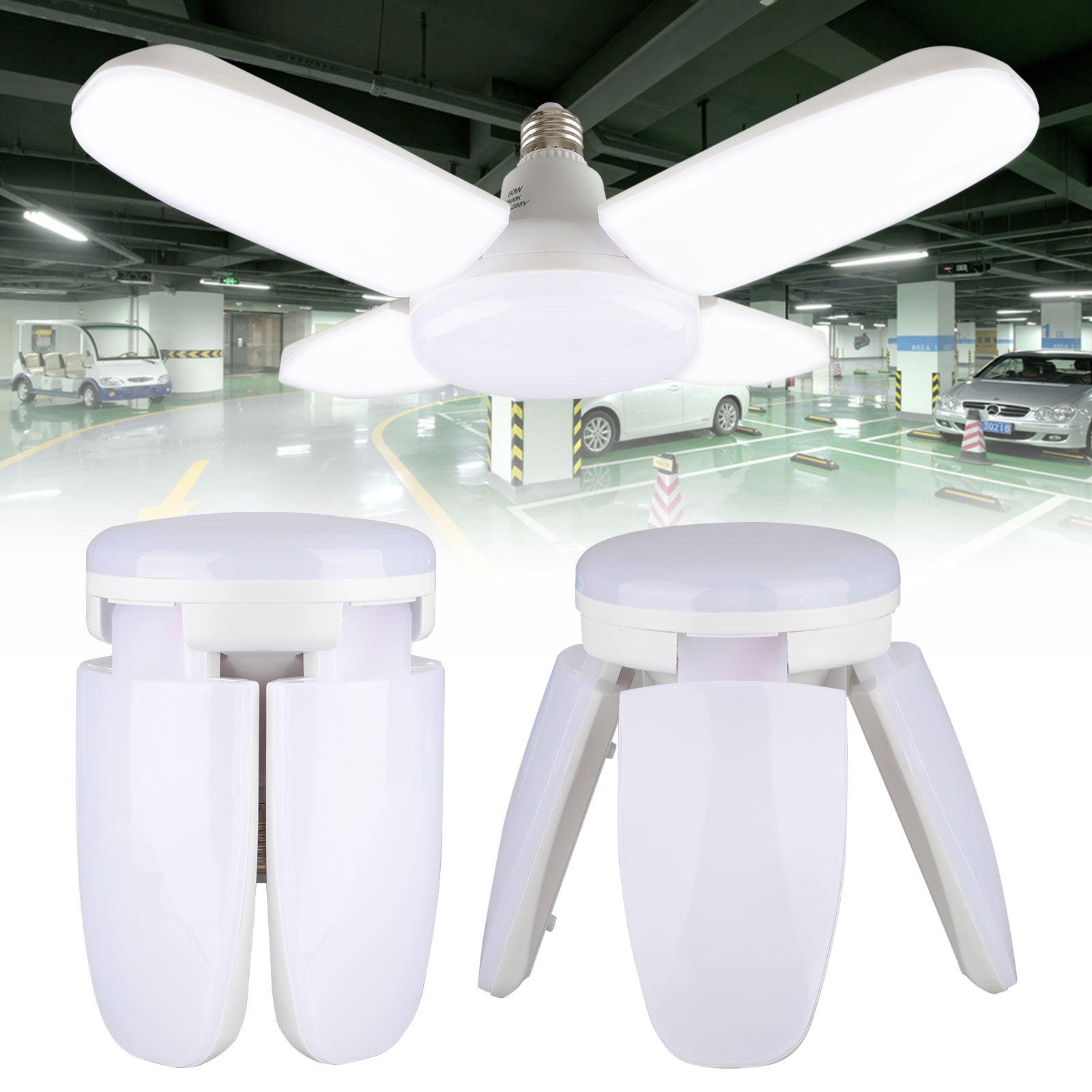 E27 LED Light Bulb Garage Deformable Ceiling Fixture Lights Workshop Shops Lamp