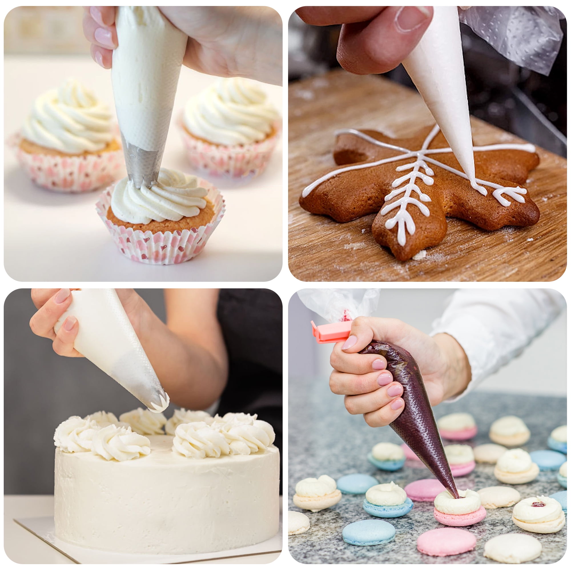 LotFancy Piping Bags, 500 Pcs 10" Disposable Pastry Bags & 5 Clips, Icing Bags for Cake Cookie Decor