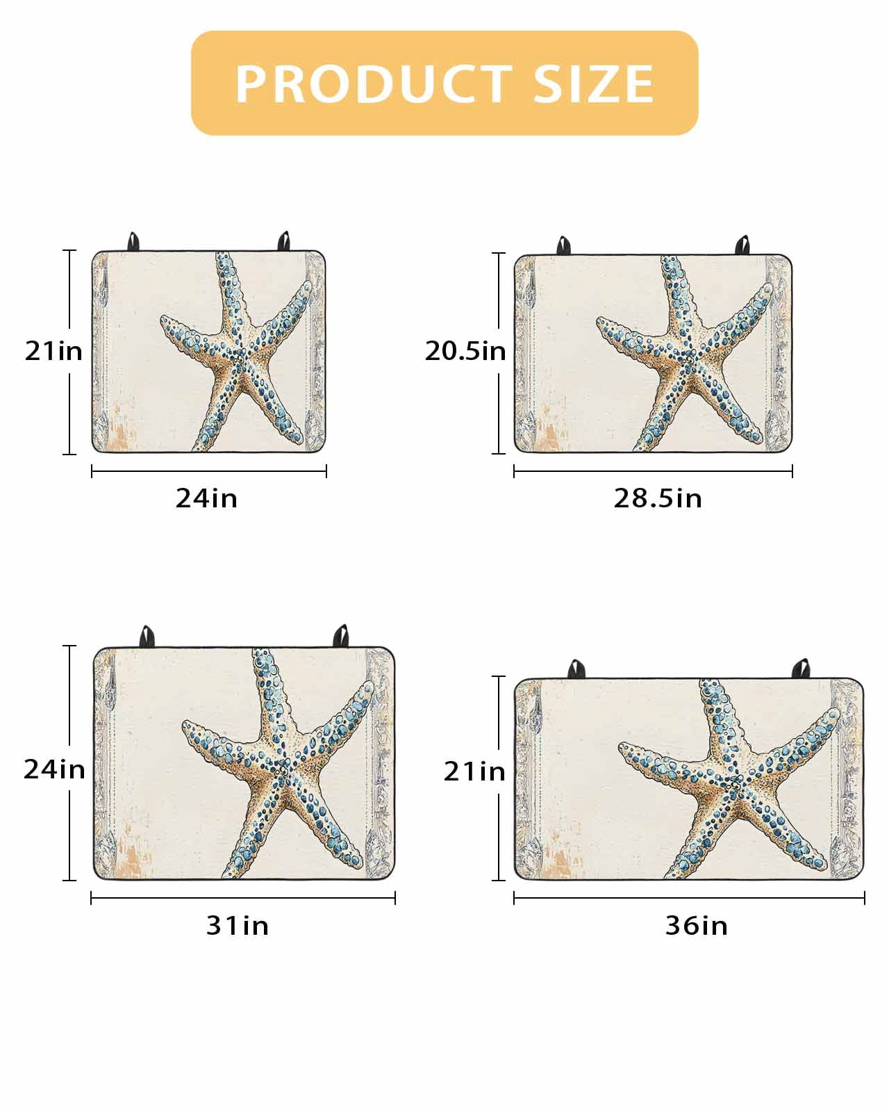 nqOlkjepod Large Induction Cooktop Protector Mat 24"x21", Beige Blue Coastal Stove Top Covers for Electric Stove, Summer Ocean Vintage Starfish Stove Burner Cover Mats, Glass Top Stove Cover
