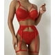 thumbnail image 2 of Conjunto de tres piezas de ropa interior sexy con encaje y anillo para las piernas estilo europeo y americano para discoteca navideña, 2 of 5