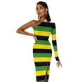 thumbnail image 5 of Robe Longue Drapeau Jamaïque Femmes Noir Jaune Vert Rayures Style de Rue Robe Maxi Club de Nuit Robes Moulantes Fente Haute Vestidos, 5 of 5