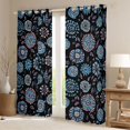 thumbnail image 2 of Homewish Western Tribal Floral Black Out Curtains, Black Blue Hippie Plant Curtains Pack of 2 (42x63 Each), Retro Boho Abstract Bedroom Curtains, Window Curtains Room Decor, 2 of 6