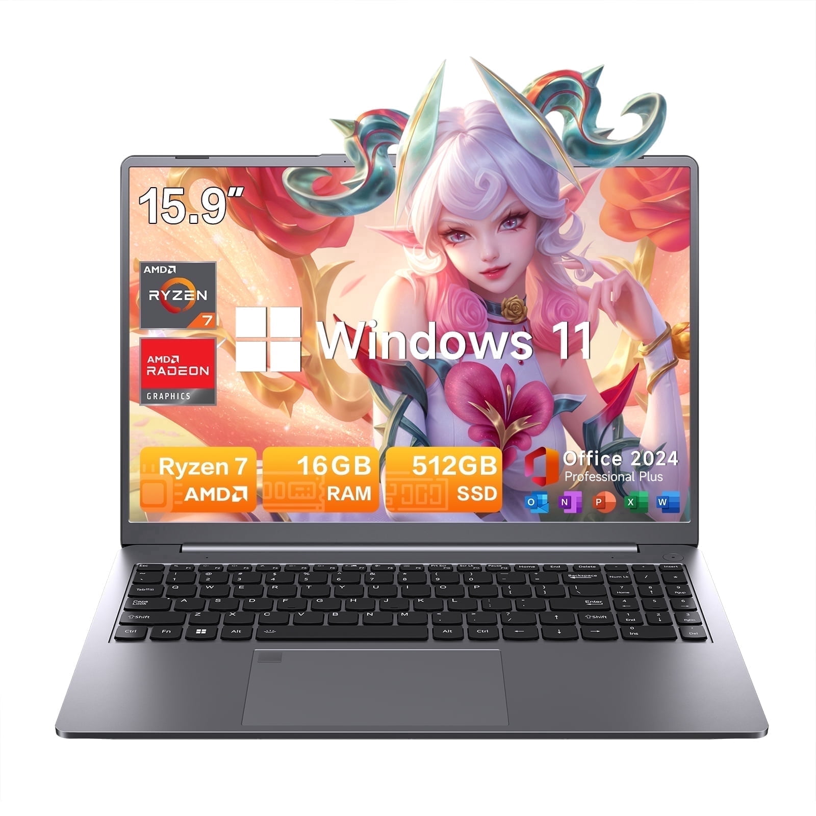 KurieTim, Gaming Laptop, 15.6 Inch, Ryzen 7 5825U, 32GB RAM