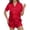 Red 1, variant on Wensltd Pajama Set Short Sleeve for Women Summer Loose Fit Elegant Style Breathable Button Down Sleepwear Multiple Colors