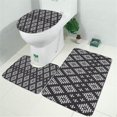 thumbnail image 2 of Black Geometric Diamond Dot Pattern Bathroom Rugs Sets 3 Piece,Toilet Cover Set,Absorbent Non Slip Bathroom Mats Sets with U-Shaped Contour Rug Toilet Rug Set, 2 of 5