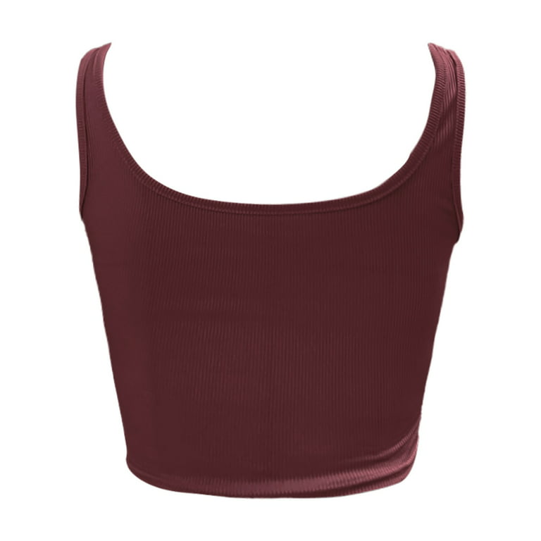 Camisoles With Built In Bra Brown Polyester Spandex 1PC Tanks Tops For  Women M