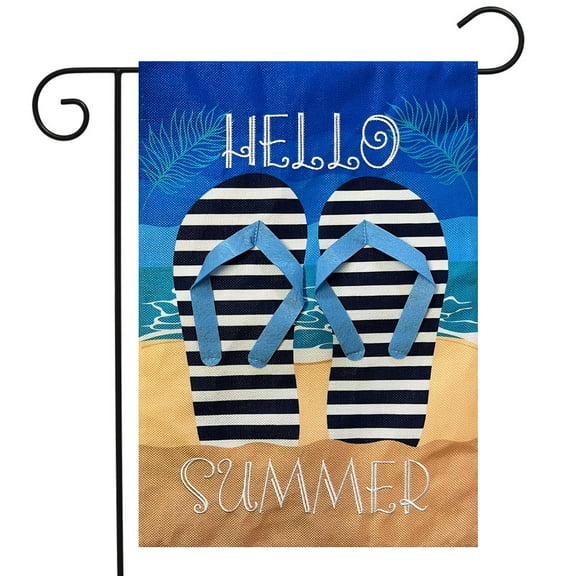 Briarwood Lane Butterfly Hello Summer Flip Flops Burlap Garden Flag