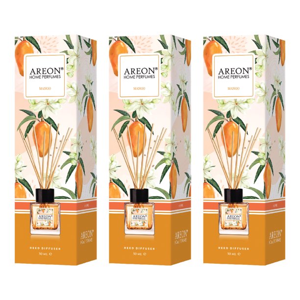Difusor Aromático AREON Home Perfumes Mango con Varillas 50 ml para Hogar y Oficina 3 PACK