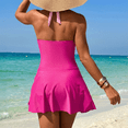 thumbnail image 7 of SOMER Women's One Piece Swimsuit Tummy Control Bathing Suits Push Up Swimdress Cutout V Neck Skirt Swimwear, 7 of 7