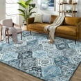 thumbnail image 2 of HOMERRY Washable Area Rug 5' x 7' Moroccan Trellis Floral Area Rug for Living Room Bedroom Non-Slip Accent Rug, Blue, 2 of 5