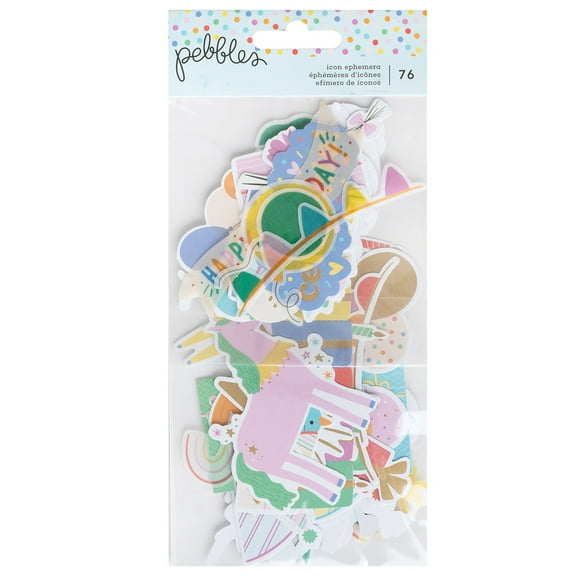 Pebbles All The Cake Ephemera Cardstock Die-Cuts 76/Pkg-Journaling W/Gold Foil
