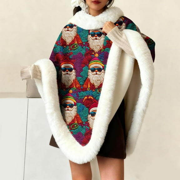 Festive Cozy Women's Christmas Fleece Vest with Faux Fur Collar