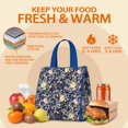 thumbnail image 5 of Pioneer Flower Floral Print Pattern Insulated Lunch Bag for Women & Adults,Large Portable Soft Cooler Lunch Bag,Thermal Food Storage Tote with Pearl Cotton,8.66L,8.75x5.75x9.5 Inch, 5 of 6
