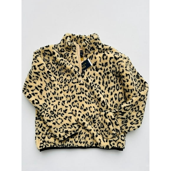 Polo Ralph Lauren Girls Ocelot Sherpa Zip Jacket Sweatshirt Leopard (L / 12-14)