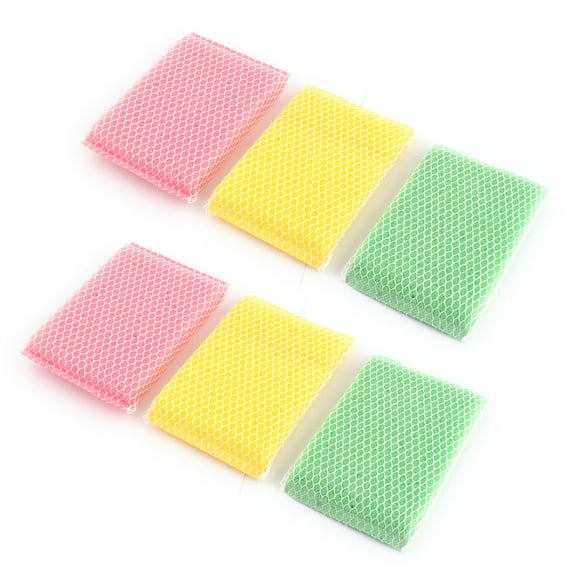 Uxcell Kitchen Rectangle Shape Cleaning Tool Scrubber Pad Multicolor 6 Pack
