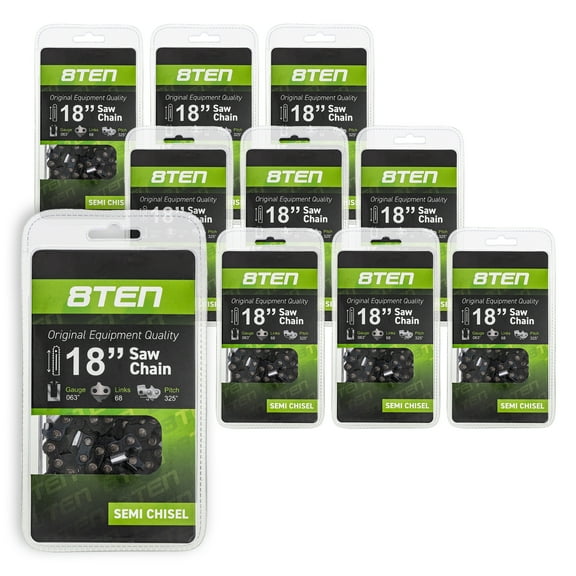 8TEN Chainsaw Chain 18 inch .325 Pitch for Husqvarna Stihl MS210 10 Pack 810-CCC2227H