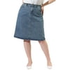 MODA NOVA Juniors' Plus Denim Skirts Button Front Elastic Waist Back Split Pencil Jean Skirt Blue 4X