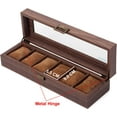 thumbnail image 3 of Watch Box 6-Slots with Real Glass Topped,Wood Grain PU Watch Display Storage Case,as a Gift for lovers, 3 of 5