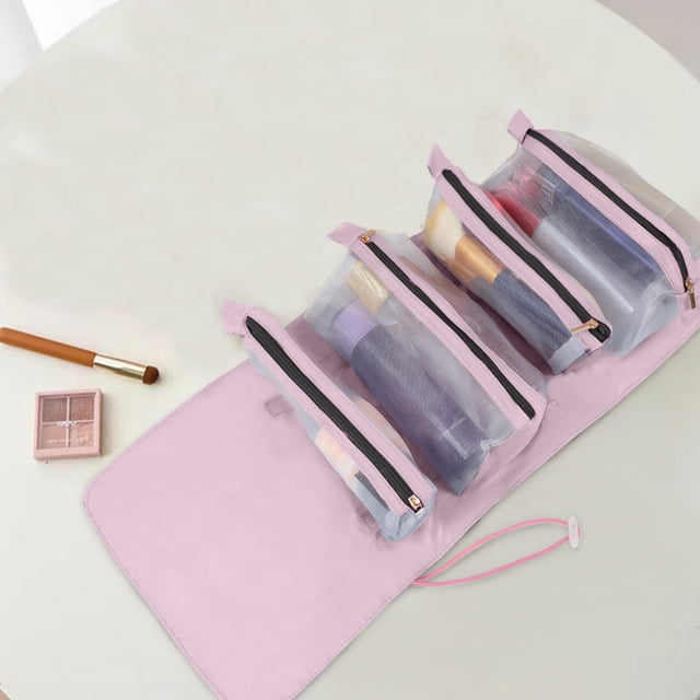4 In 1 Portable Makeup And Travel Wash Bag Removable Portable Makeup Bags For Business Trips Gym Vacations And Home Polyester
