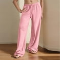 thumbnail image 4 of Women's Sweatpants Pants with Plus Size Solid Color Elastic Waist Sports Casual Pants With Side Pockets for Golf, Athletic,Travel, Work Pink S, 4 of 8