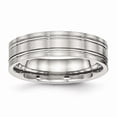 thumbnail image 1 of Solid Stainless Steel Men's Matte Brushed Finish and Ridged 6.00mm Wedding Band Ring Size 9.5, 1 of 7