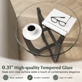 thumbnail image 5 of Spaco 23.5 Inch Round End Table, Side Table with Tempered Glass Tabletop, Black, 5 of 8