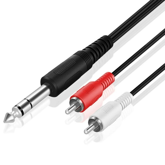 Premium 1/4 Inch TRS To Dual RCA Audio Cable (6FT) - Male 6.35mm 1/4" TRS to 2RCA Connector Wire Cord Plug Jack