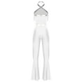 thumbnail image 4 of iiniim Women's Sleeveless Halter Neck Sparkly Sequin Fringe Jumpsuit Tassel Dance Outfit for Rave Party Silver M, 4 of 7