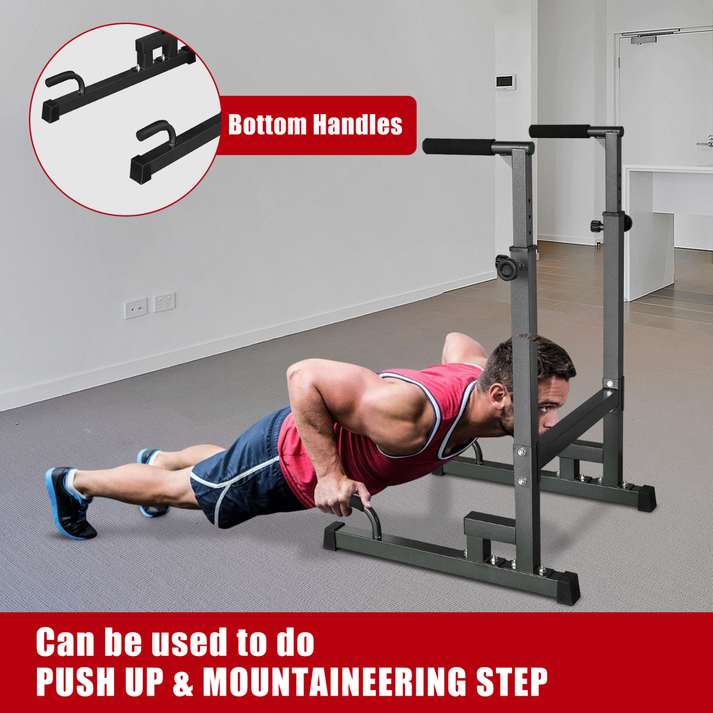 Multi-Function Pull-Up Push-Up Trainer with Durable Steel Frame, 280LB Capacity - Adjustable Height Home Gym Equipment for Adults (Indoor/Outdoor Use)