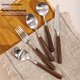 thumbnail image 3 of 4 pack Spoon and Forks Silverware Set With Walnut Wood Handle, Flatware Stainless Steel Cutlery Dinner Fork Spoon Knife Set, 3 of 5