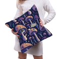 thumbnail image 6 of Bingfone Floral Hippie Mushrooms Linen Throw Pillow Covers Cushion Case Pocket Button Vintage Farmhouse Pillowcase For Sofa Couch Bed 16"X16", 6 of 9