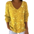 thumbnail image 3 of Kcolen Valentines Sweater Women Sequin Tops Fashion Casual Blouses Sparkly V Neck Shirts Holiday Party Long Sleeve Valentine Sweater Dressy Outfits, 3 of 6