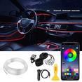 thumbnail image 1 of Luz de ambiente para automóvil noble sin rosca, línea de fibra de carbono, luz fría, luz de ambiente para automóvil de 64 colores, control por aplicación, 1 of 5