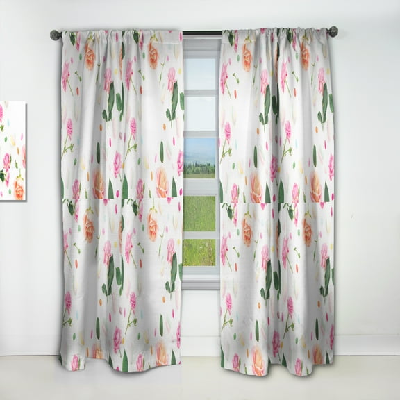 Designart 'Botanical Floral Retro VI' Mid-Century Modern Curtain Panel