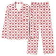 thumbnail image 4 of XUNKUSGA Womens Pajamas Set Fashion Heart Printed 2 Piece Button Down Pjs Soft Long Sleeve Top and Pants Sleepwear Set Loose Lightweight Breathable Sleepwear for Women S-2XL Red, 4 of 6