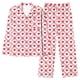 thumbnail image 5 of Pijama informal de manga larga con estampado para mujer, traje de pijama con solapa holgada y bolsillo con botones, top y pantalones de poliéster., 5 of 7