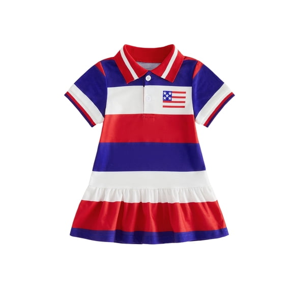 Cenuakty Kids Girls Summer T-Shirt Dress Red 6M 12M 18M 24M 2T 3T 4T Short Sleeve A-Line Dress for Toddler 4th of July Clothes
