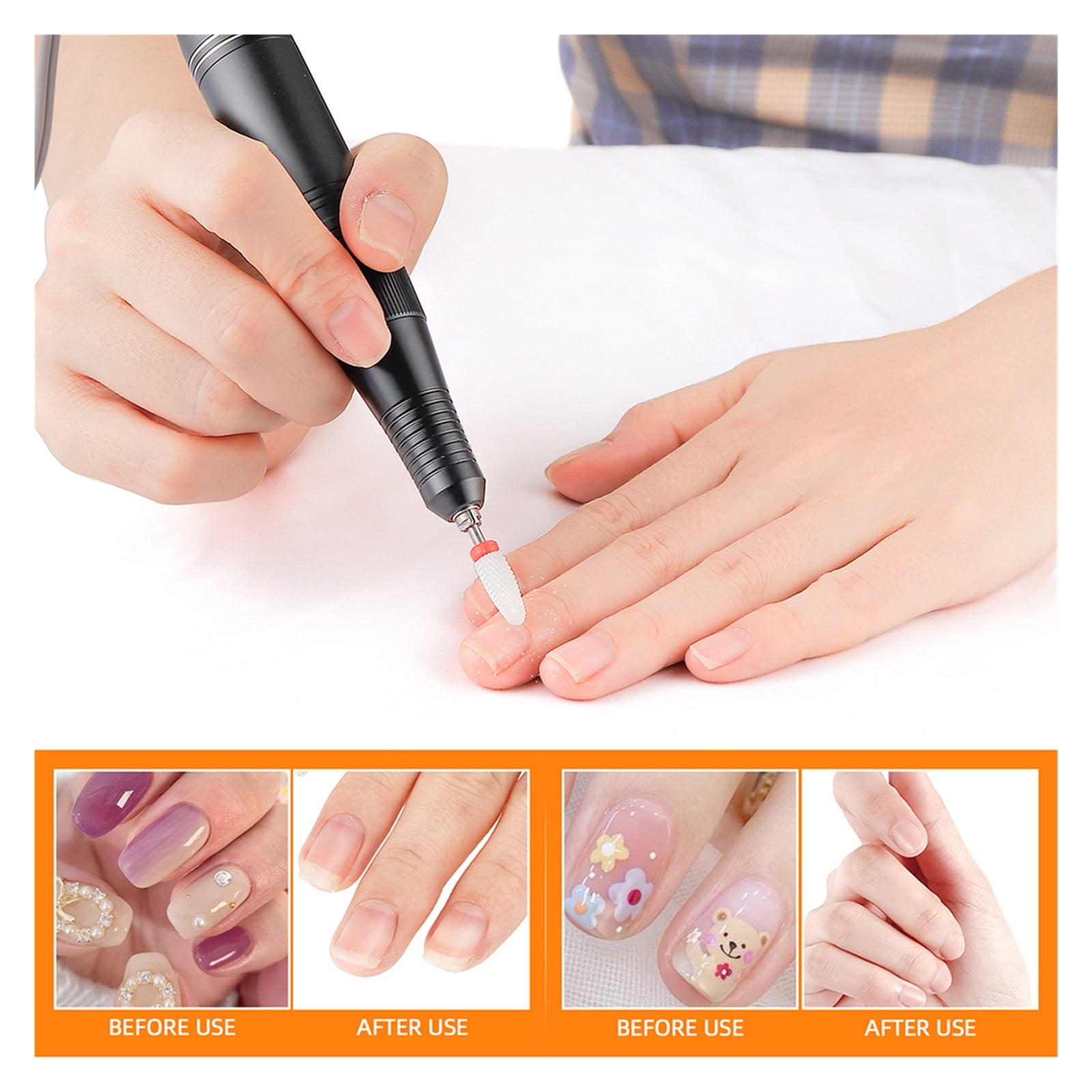 Super Motor Rechargeable Nail Drill Machine, 35000RPM Manicure Pedicure Nail Gel Polisher, Grinding Device Low Noise Low Vibration ,Lightweight and Portable