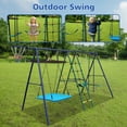 thumbnail image 5 of Swing Set for Outside, Heavy Duty A-Frame Metal Swing Set with Swing Chair, Climbing Ladder and Basketball Hoop, Outdoor Swing Frame, 4-5 Kids Swing Set Outdoor Games for Backyard, 5 of 8
