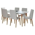 thumbnail image 2 of 7-Piece Utopia 62.99" Dining Set  with 6 Dining Chairs in  White Gloss Marble  and Beige, 2 of 2