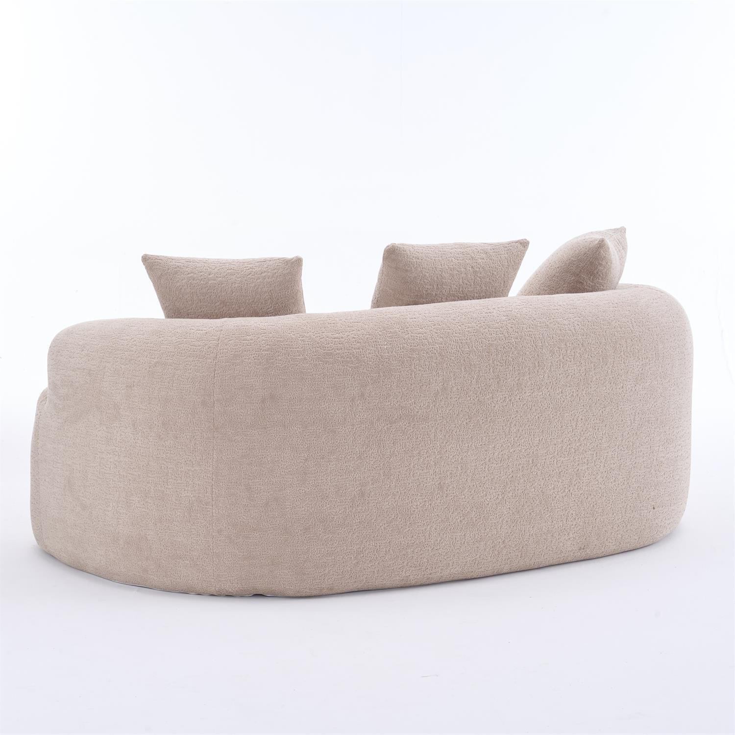 Demi Bonn 65" Compact Curved Loveseat Sofa with Chenille Fabric, Full Compression Sponge for Small Spaces, Supports up to 300 lbs, No Assembly Needed, Beige