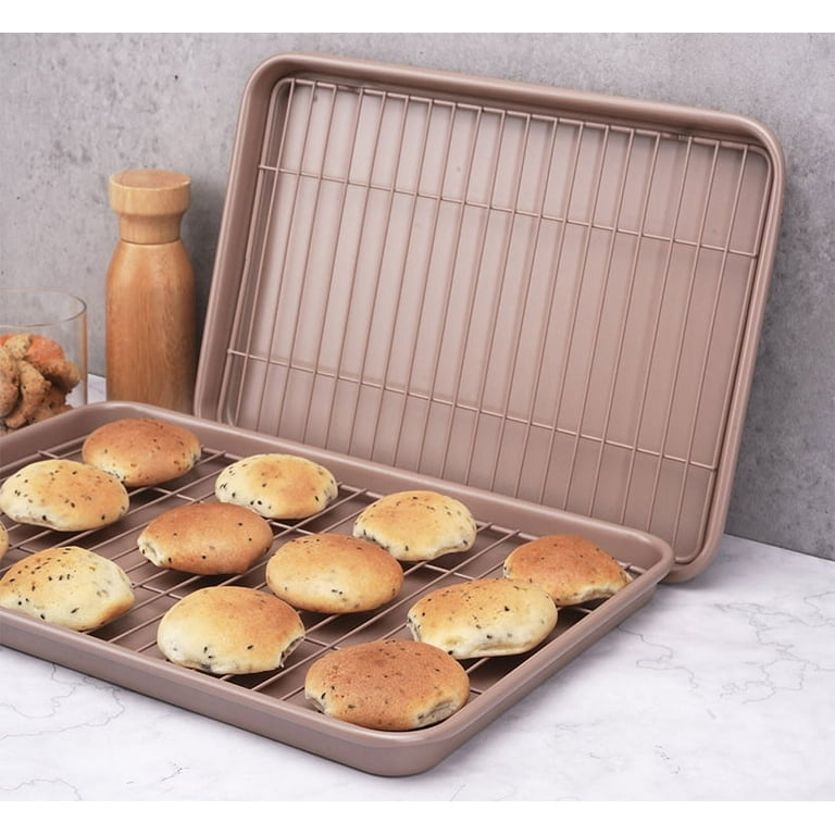 Casewin Stainless Steel Baking Sheet with Rack Set, Cookie Sheet