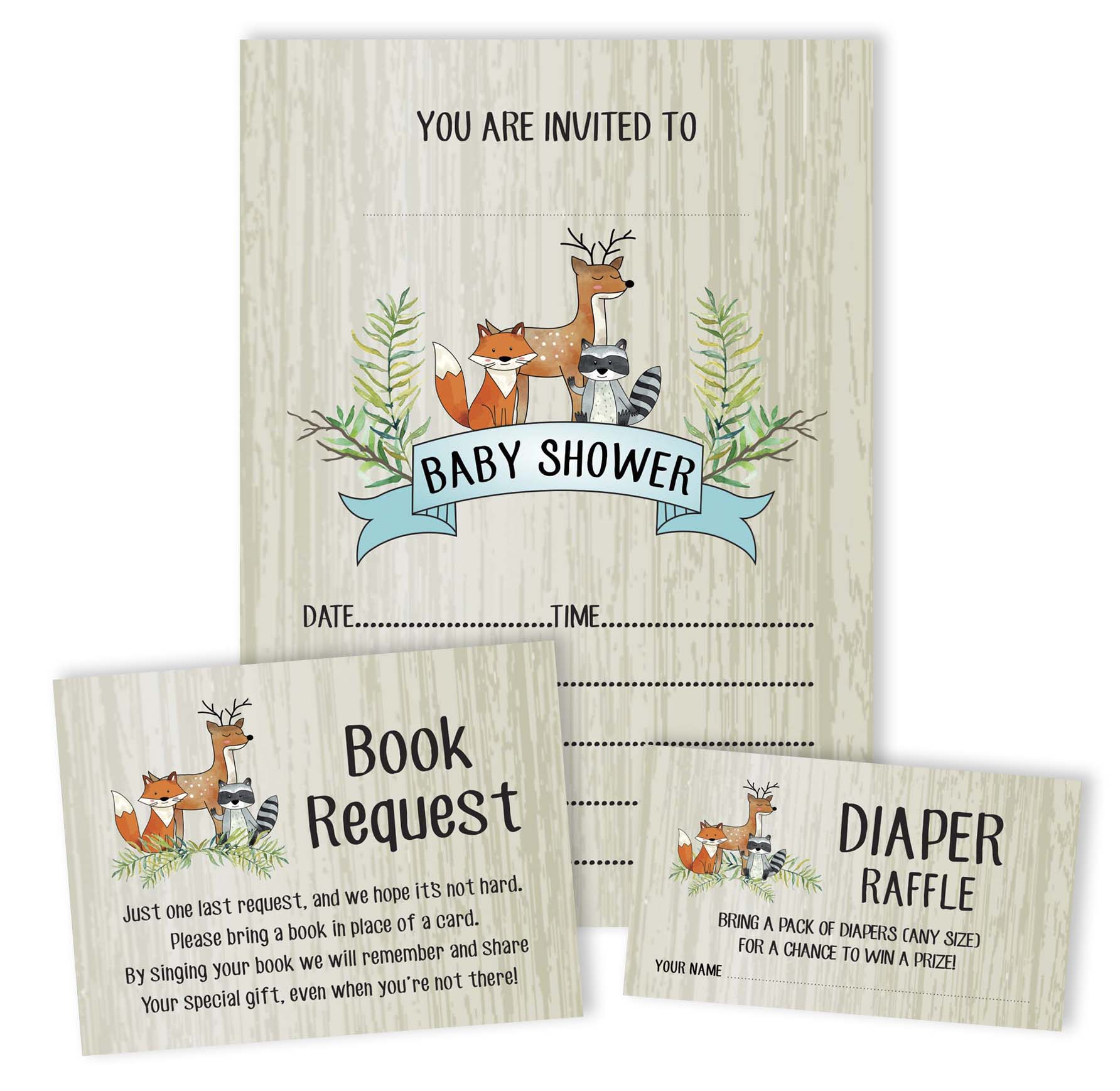 Inkdotpot Set Of 30Jungle Animals Baby Shower Invitations-Diaper Raffle Tickets And Baby Shower Book Request Cards Its a Boy Its a girl Invites
