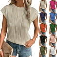 thumbnail image 6 of Womens Short Sleeve Textured Tops Crewneck Knit Solid Loose Casual Basic T Shirts Tee Blouses, 6 of 8