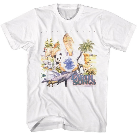 John Denver Earth Songs Album Cover White Adult T-Shirt