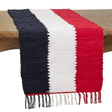 

Fennco Styles Patriotic Chindi Cotton Table Runner with Tassel 16 W x 72 L - Multicolored Table Cover for Home Décor Dining Table National Holidays and Special Events