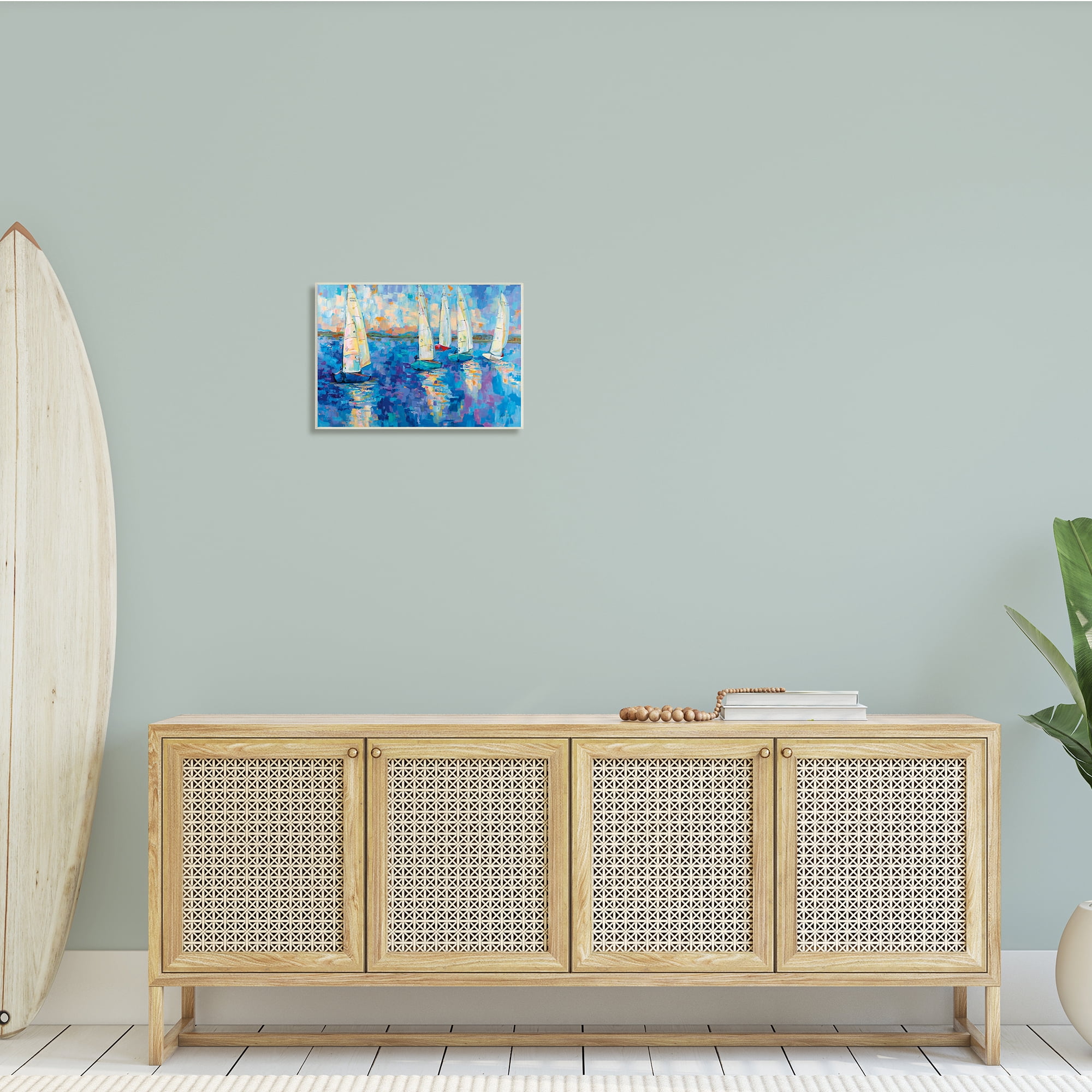 Stupell Industries Expressive Sailboat Waters Abstract Nautical Ship Painting, 19 x 13, Design by Jeanette Vertentes