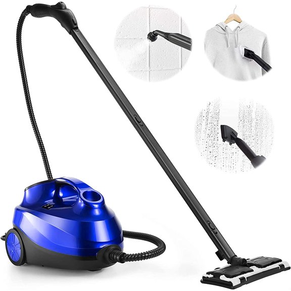 LDAILY 2000W Steam Cleaner with 19 Accessories, 1.5L Tank, Extra-Long Power Cord, Chemical-Free Pressurized Cleaning, 2000W Multi-Purpose Steam Cleaning System, or Floors, Cars, Home Use (Blue)